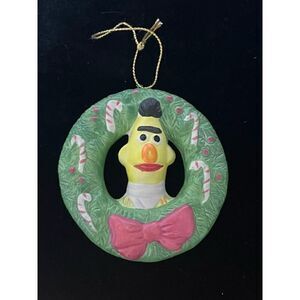 Vintage Sesame Street Bert Wreath Christmas Ornament Muppets 1988